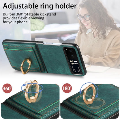 For Motorola Razr 40 Ultra Retro Skin-feel Ring Multi-card Wallet Phone Case(Green) - Motorola Cases by buy2fix | Online Shopping UK | buy2fix