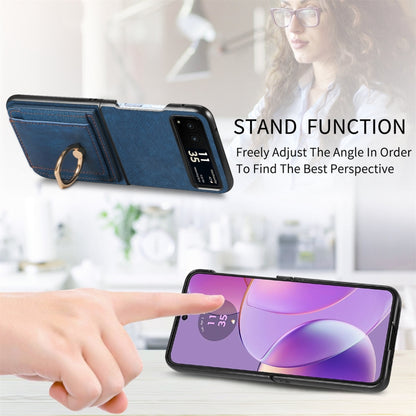 For Motorola Razr 40 Ultra Retro Skin-feel Ring Multi-card Wallet Phone Case(Blue) - Motorola Cases by buy2fix | Online Shopping UK | buy2fix