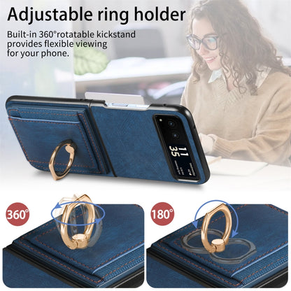 For Motorola Razr 40 Ultra Retro Skin-feel Ring Multi-card Wallet Phone Case(Blue) - Motorola Cases by buy2fix | Online Shopping UK | buy2fix