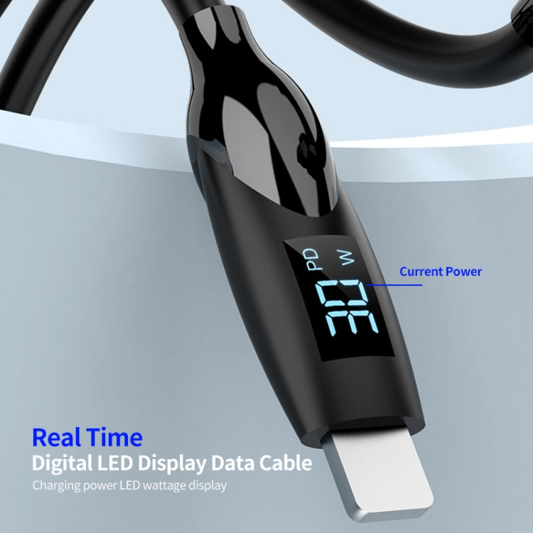 ENKAY PD30W Type-C to 8 Pin Fast Charging Data Silicone Cable with LED Display, Length:2m(Black) by ENKAY