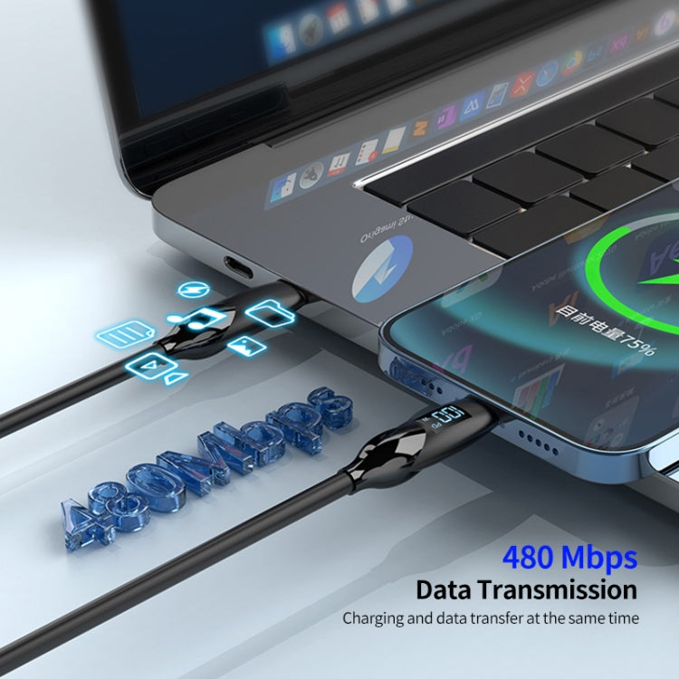 ENKAY PD30W Type-C to 8 Pin Fast Charging Data Silicone Cable with LED Display, Length:2m(Black) by ENKAY