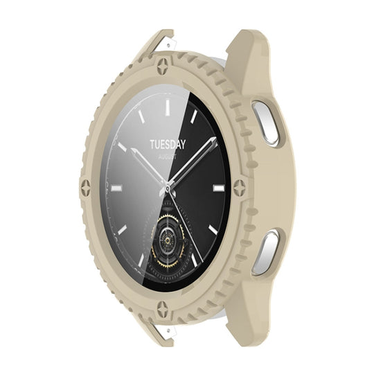 For Xiaomi Watch S3 ENKAY Hat-Prince Full Coverage Tempered Glass Film Integrated PC Watch Cover(Ivory White)