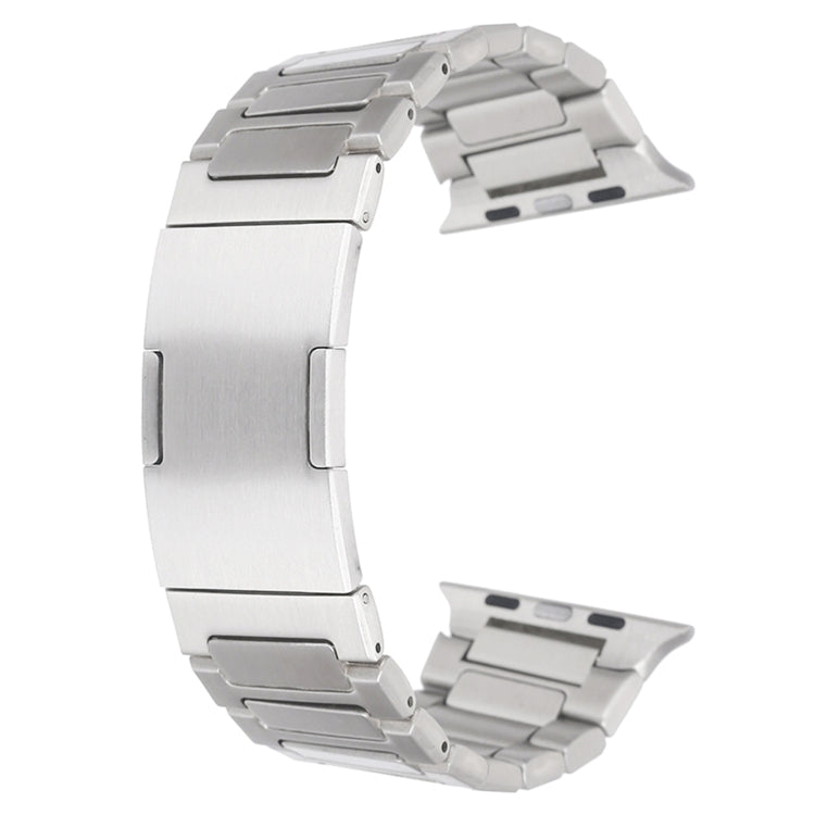 For Apple Watch SE 2023 44mm Stainless Steel H-Shaped Fold Buckle Watch Band(Silver) by buy2fix