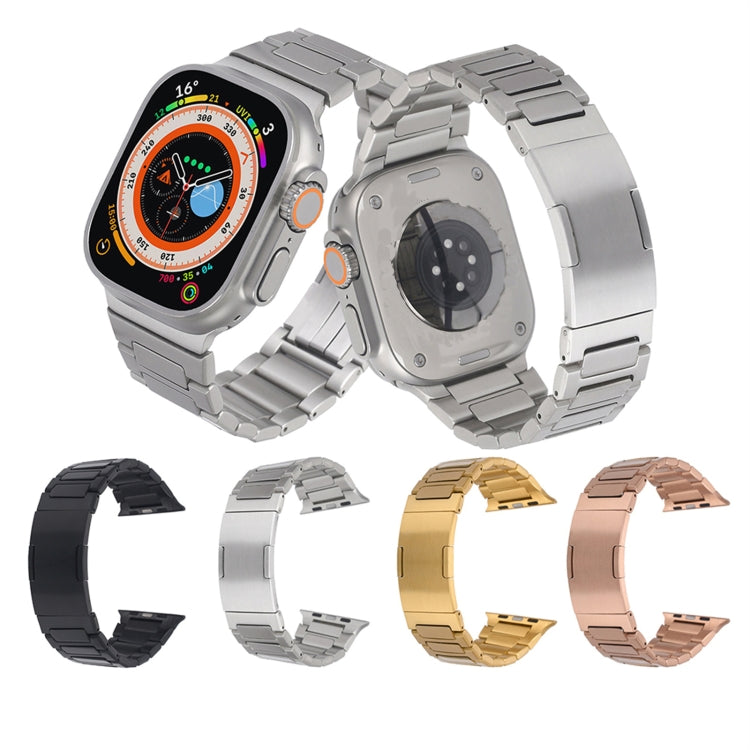 For Apple Watch SE 2023 44mm Stainless Steel H-Shaped Fold Buckle Watch Band(Silver) by buy2fix