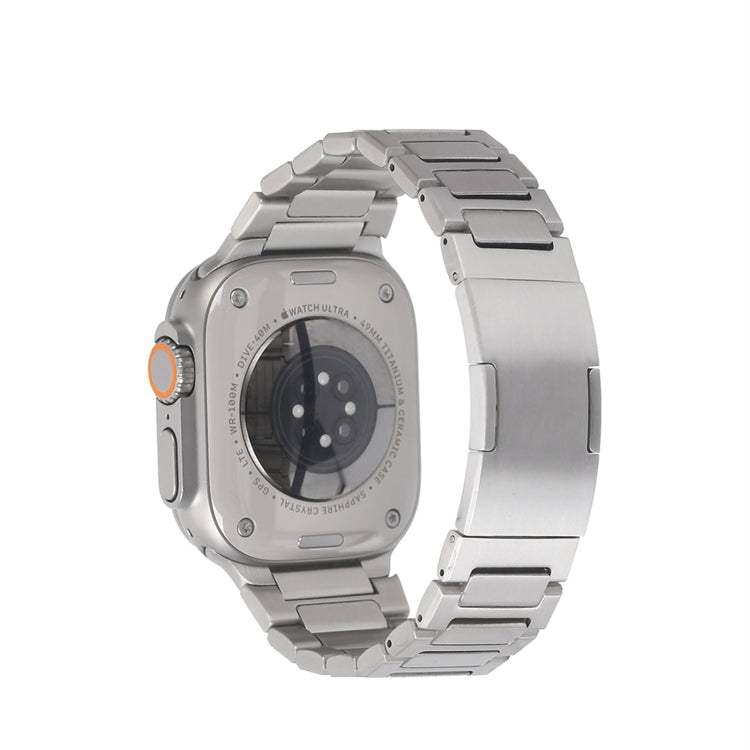 For Apple Watch SE 2023 44mm Stainless Steel H-Shaped Fold Buckle Watch Band(Silver) by buy2fix