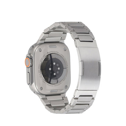 For Apple Watch SE 2023 44mm Stainless Steel H-Shaped Fold Buckle Watch Band(Silver) by buy2fix