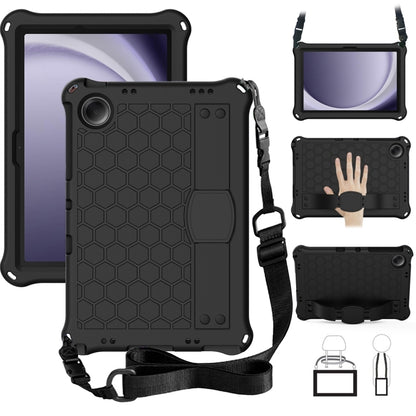 For Samsung Galaxy Tab A11+ / A9+ Honeycomb EVA Hybrid PC Tablet Case with Strap(Black+Black) by buy2fix