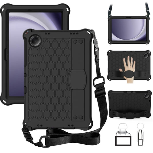 For Samsung Galaxy Tab A11+ / A9+ Honeycomb EVA Hybrid PC Tablet Case with Strap(Black+Black) by buy2fix