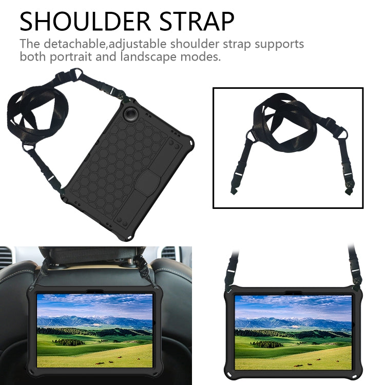 For Samsung Galaxy Tab A11+ / A9+ Honeycomb EVA Hybrid PC Tablet Case with Strap(Black+Black) by buy2fix