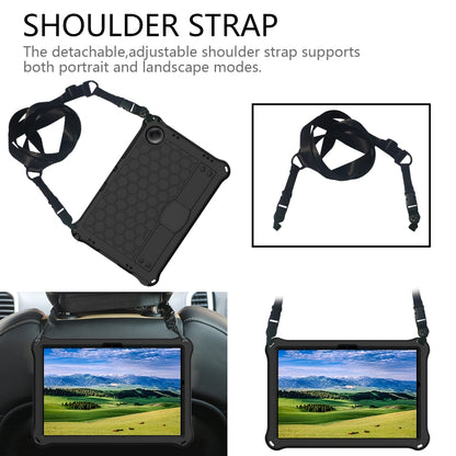 For Samsung Galaxy Tab A11+ / A9+ Honeycomb EVA Hybrid PC Tablet Case with Strap(Black+Black) by buy2fix