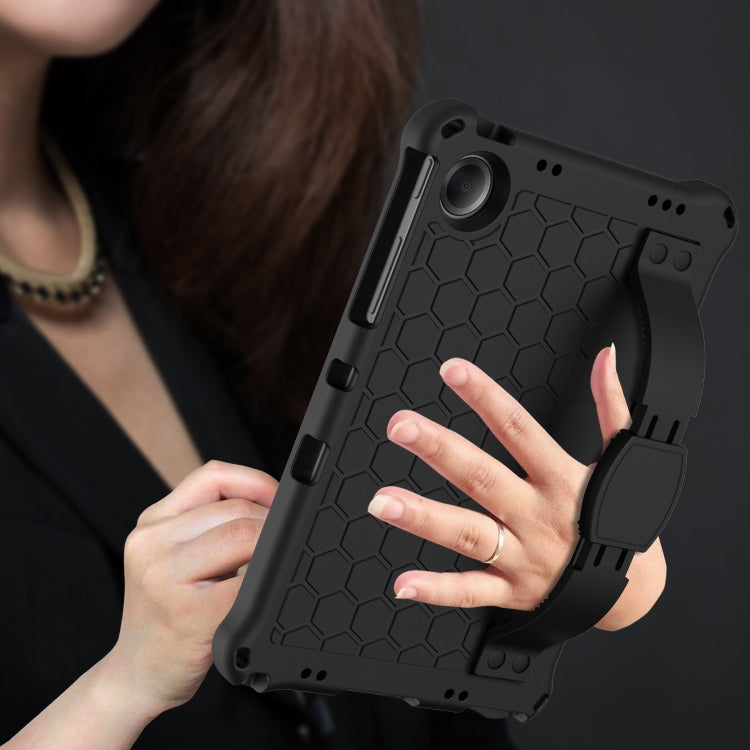 For Samsung Galaxy Tab A11+ / A9+ Honeycomb EVA Hybrid PC Tablet Case with Strap(Black+Black) by buy2fix