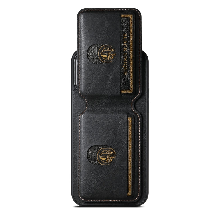 For iPhone 15 Pro Max Suteni H02 Leather Wallet Stand Back Phone Case(Black) by Suteni