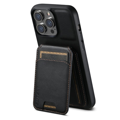 For iPhone 14 Suteni H02 Leather Wallet Stand Back Phone Case(Black) - iPhone 14 Cases by Suteni | Online Shopping UK | buy2fix