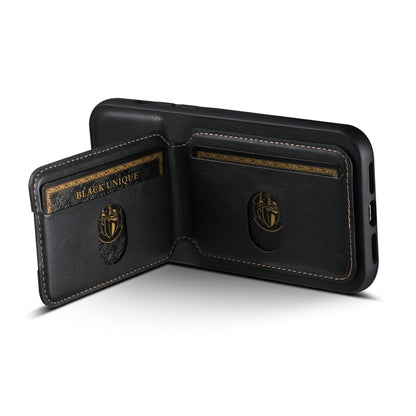 For iPhone 14 Suteni H02 Leather Wallet Stand Back Phone Case(Black) - iPhone 14 Cases by Suteni | Online Shopping UK | buy2fix