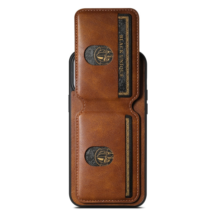 For iPhone 14 Suteni H02 Leather Wallet Stand Back Phone Case(Brown) - iPhone 14 Cases by Suteni | Online Shopping UK | buy2fix