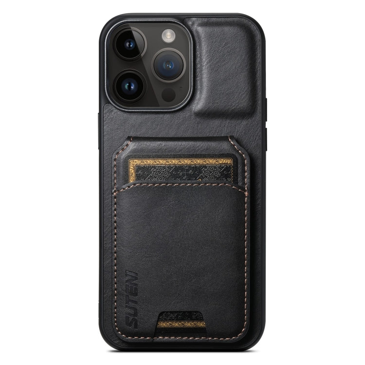 For iPhone 12 Pro Max Suteni H02 Leather Wallet Stand Back Phone Case(Black) - iPhone 12 Pro Max Cases by Suteni | Online Shopping UK | buy2fix