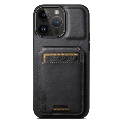 For iPhone 12 Pro Max Suteni H02 Leather Wallet Stand Back Phone Case(Black) - iPhone 12 Pro Max Cases by Suteni | Online Shopping UK | buy2fix