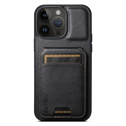 For iPhone 12 Pro Max Suteni H02 Leather Wallet Stand Back Phone Case(Black) - iPhone 12 Pro Max Cases by Suteni | Online Shopping UK | buy2fix