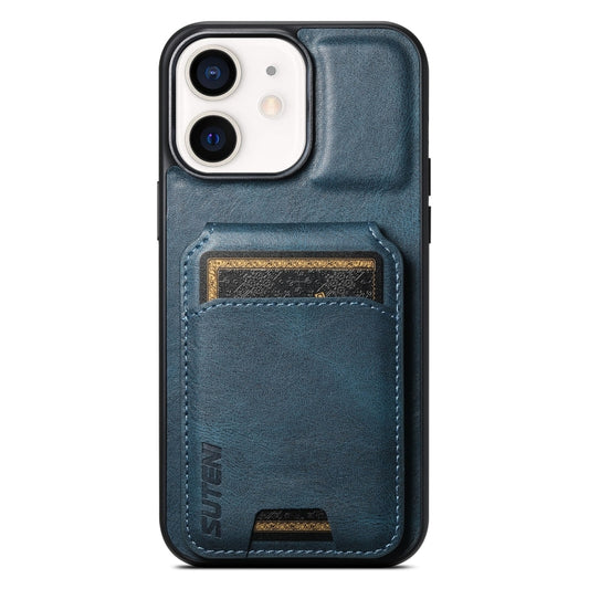 For iPhone 11 Suteni H02 Leather Wallet Stand Back Phone Case(Blue) - iPhone 11 Cases by Suteni | Online Shopping UK | buy2fix