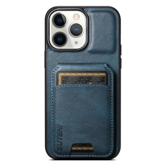 For iPhone 11 Pro Max Suteni H02 Leather Wallet Stand Back Phone Case(Blue) - iPhone 11 Pro Max Cases by Suteni | Online Shopping UK | buy2fix