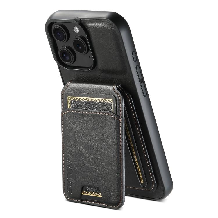 For iPhone 16e Suteni H02 Leather Wallet Stand Back Phone Case(Black) - iPhone 16e Cases by Suteni | Online Shopping UK | buy2fix
