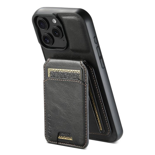 For iPhone 16e Suteni H02 Leather Wallet Stand Back Phone Case(Black) - iPhone 16e Cases by Suteni | Online Shopping UK | buy2fix