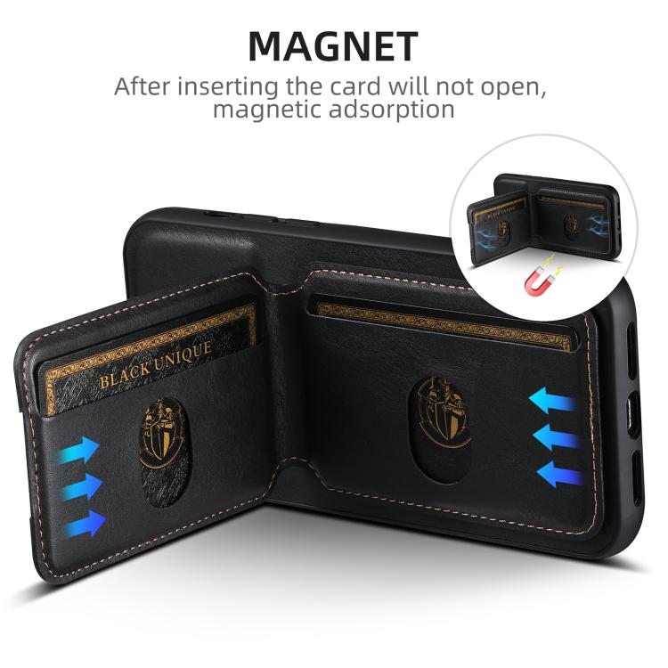 For iPhone 16e Suteni H02 Leather Wallet Stand Back Phone Case(Black) - iPhone 16e Cases by Suteni | Online Shopping UK | buy2fix