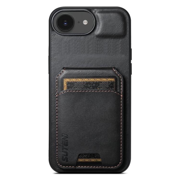 For iPhone 16e Suteni H02 Leather Wallet Stand Back Phone Case(Black) - iPhone 16e Cases by Suteni | Online Shopping UK | buy2fix