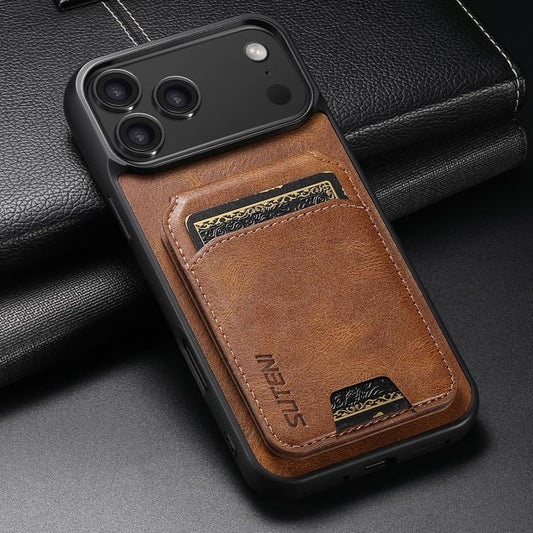 For iPhone 17 Pro Suteni H02 Leather Wallet Stand Back Phone Case(Brown) - iPhone 17 Pro Cases by Suteni | Online Shopping UK | buy2fix