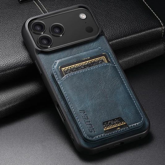 For iPhone 17 Pro Suteni H02 Leather Wallet Stand Back Phone Case(Blue) - iPhone 17 Pro Cases by Suteni | Online Shopping UK | buy2fix