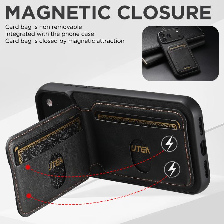 For iPhone 17 Suteni H02 Leather Wallet Stand Back Phone Case(Black) - iPhone 17 Cases by Suteni | Online Shopping UK | buy2fix