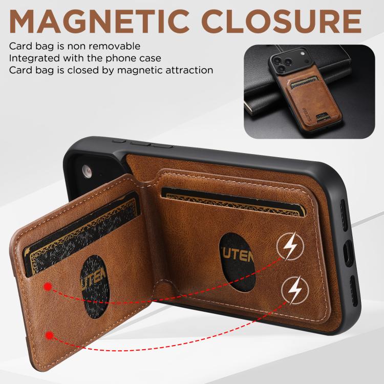 For iPhone Air Suteni H02 Leather Wallet Stand Back Phone Case(Brown) - iPhone Air Cases by Suteni | Online Shopping UK | buy2fix