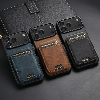 For iPhone 14 Suteni H02 Leather Wallet Stand Back Phone Case(Black) - iPhone 14 Cases by Suteni | Online Shopping UK | buy2fix