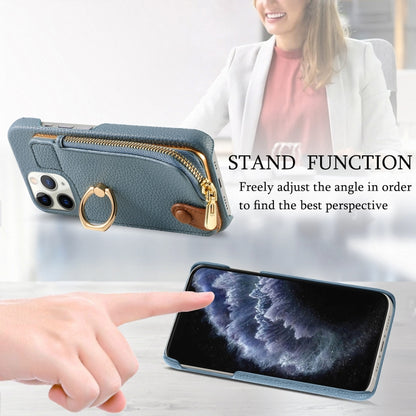 For iPhone 11 Pro Max Litchi Leather Oil Edge Ring Zipper Wallet Back Phone Case(Light Blue) - iPhone 11 Pro Max Cases by buy2fix | Online Shopping UK | buy2fix