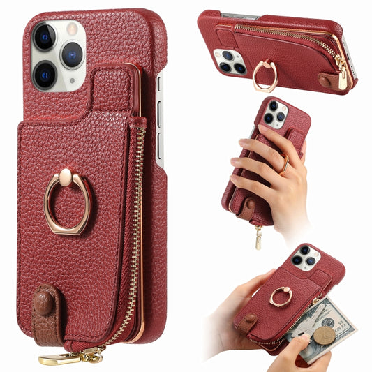 For iPhone 11 Pro Max Litchi Leather Oil Edge Ring Zipper Wallet Back Phone Case(Red) - iPhone 11 Pro Max Cases by buy2fix | Online Shopping UK | buy2fix