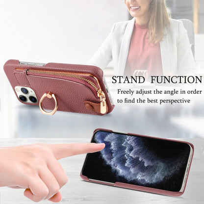 For iPhone 11 Pro Litchi Leather Oil Edge Ring Zipper Wallet Back Phone Case(Jujube Apricot) - iPhone 11 Pro Cases by buy2fix | Online Shopping UK | buy2fix