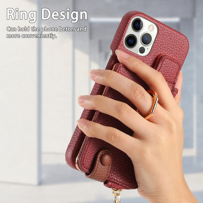 For iPhone 12 Pro Litchi Leather Oil Edge Ring Zipper Wallet Back Phone Case(Red) - iPhone 12 / 12 Pro Cases by buy2fix | Online Shopping UK | buy2fix