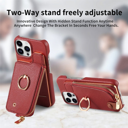 For iPhone 13 Pro Max Litchi Leather Oil Edge Ring Zipper Wallet Back Phone Case(Red) - iPhone 13 Pro Max Cases by buy2fix | Online Shopping UK | buy2fix