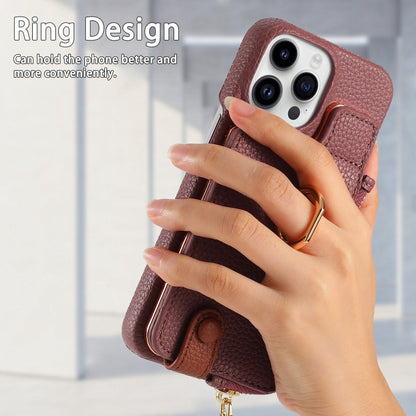 For iPhone 14 Pro Litchi Leather Oil Edge Ring Zipper Wallet Back Phone Case(Jujube Apricot) - iPhone 14 Pro Cases by buy2fix | Online Shopping UK | buy2fix