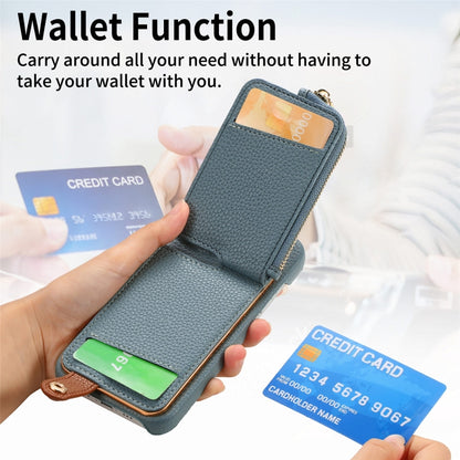 For iPhone 15 Pro Litchi Leather Oil Edge Ring Zipper Wallet Back Phone Case(Light Blue) - iPhone 15 Pro Cases by buy2fix | Online Shopping UK | buy2fix