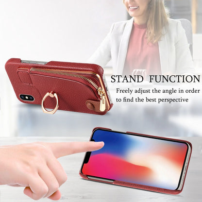 For iPhone XS Max Litchi Leather Oil Edge Ring Zipper Wallet Back Phone Case(Red) - More iPhone Cases by buy2fix | Online Shopping UK | buy2fix