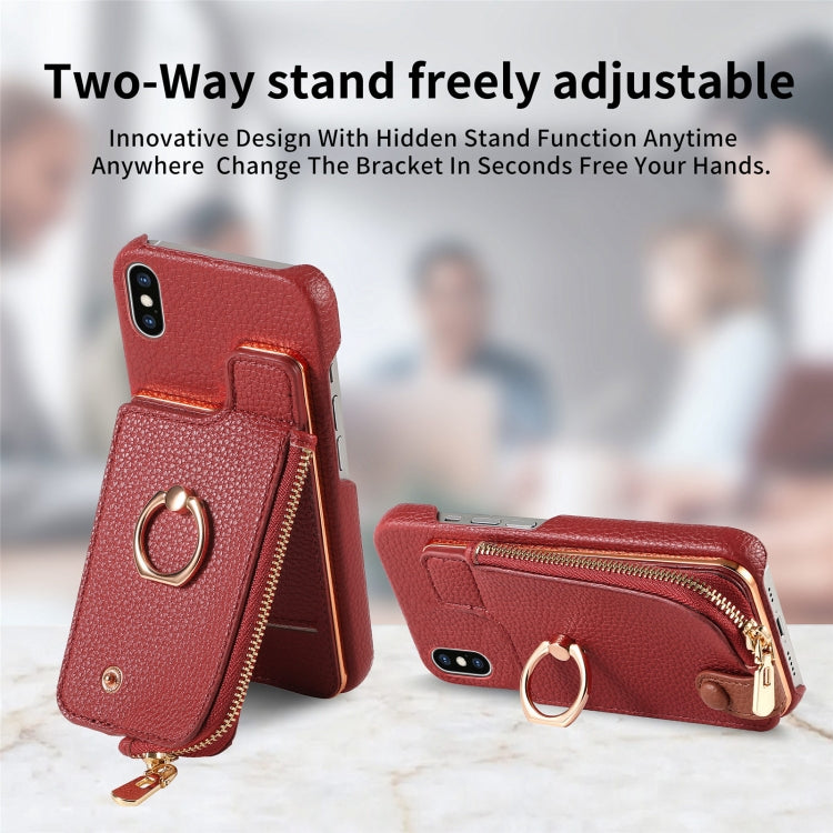 For iPhone XS Max Litchi Leather Oil Edge Ring Zipper Wallet Back Phone Case(Red) - More iPhone Cases by buy2fix | Online Shopping UK | buy2fix
