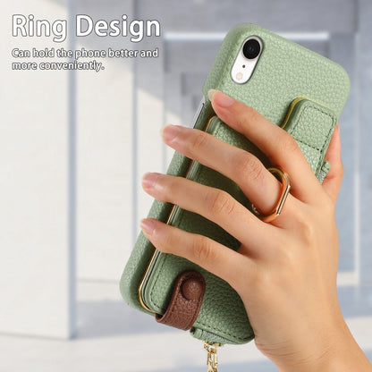 For iPhone XR Litchi Leather Oil Edge Ring Zipper Wallet Back Phone Case(Tea Green) - More iPhone Cases by buy2fix | Online Shopping UK | buy2fix