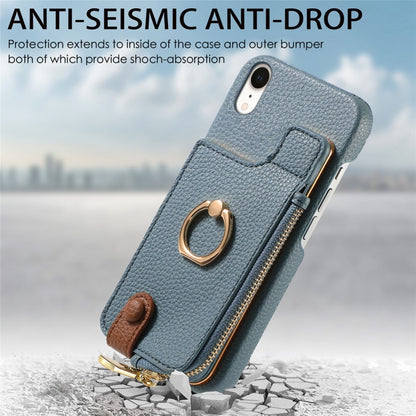 For iPhone XR Litchi Leather Oil Edge Ring Zipper Wallet Back Phone Case(Light Blue) - More iPhone Cases by buy2fix | Online Shopping UK | buy2fix