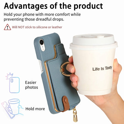 For iPhone XR Litchi Leather Oil Edge Ring Zipper Wallet Back Phone Case(Light Blue) - More iPhone Cases by buy2fix | Online Shopping UK | buy2fix