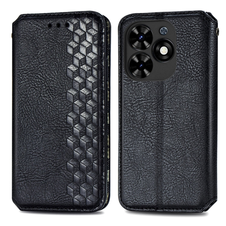 For Tecno Spark Go 2024 Cubic Grid Pressed Magnetic Leather Phone Case(Black) by buy2fix
