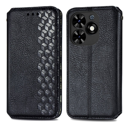 For Tecno Spark Go 2024 Cubic Grid Pressed Magnetic Leather Phone Case(Black) by buy2fix