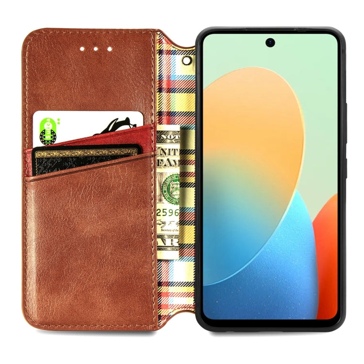 For Tecno Spark Go 2024 Cubic Grid Pressed Magnetic Leather Phone Case(Brown) by buy2fix