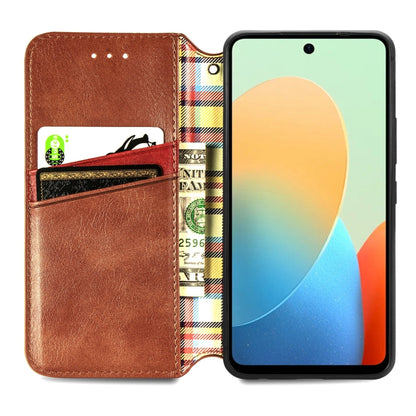 For Tecno Spark Go 2024 Cubic Grid Pressed Magnetic Leather Phone Case(Brown) by buy2fix