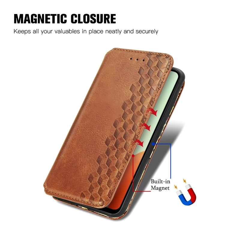 For Tecno Spark Go 2024 Cubic Grid Pressed Magnetic Leather Phone Case(Brown) by buy2fix